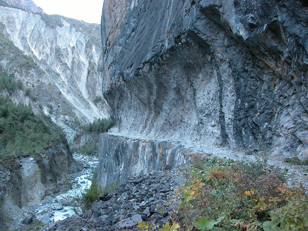 Annapurna 12 01 Bhratang Trail Blasted Out Of Rock